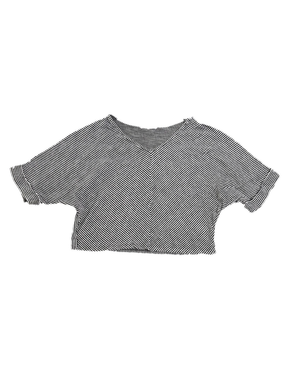 Caution To The Wind Black and White Striped V-Neck Crop Top